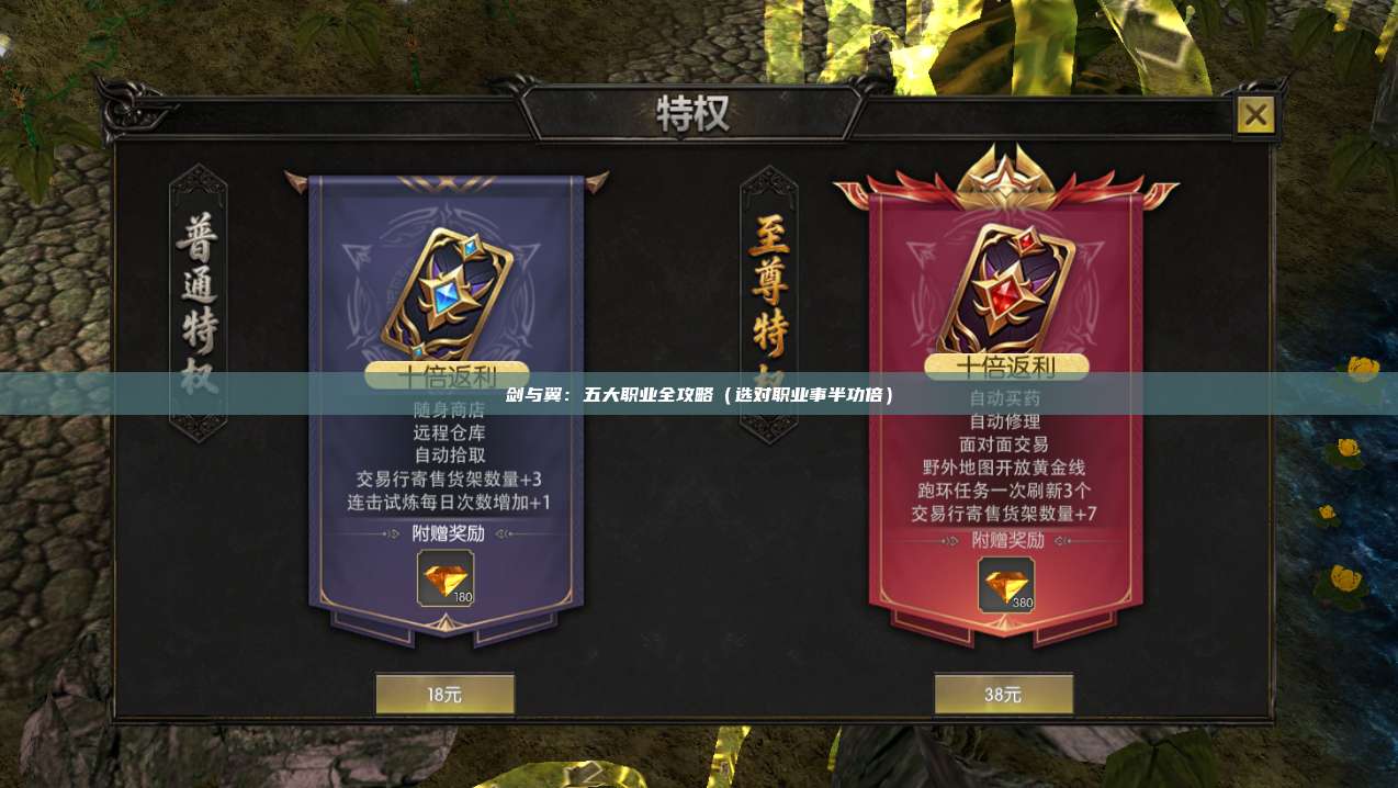 剑与翼:五大职业全攻略(选对职业事半功倍)
